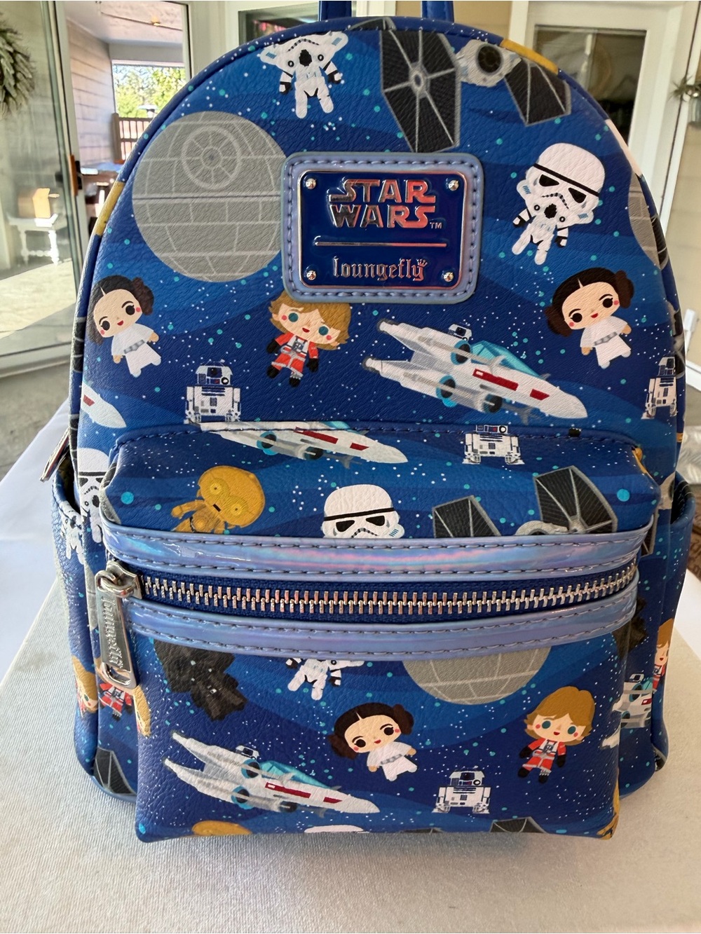 Loungefly Star Wars Blue Character Mini Backpack with Multicolor Accents